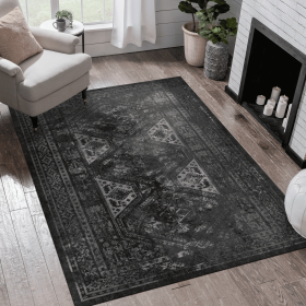 6x9 Area Rugs, Washable Rug, Low-Pile, Non-Slip, Non-Shedding, Foldable, Kid & Pet Friendly - Area Rugs for living room, bedroom, kitchen