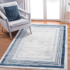 LOOM & LUXE Collection 5X7 Blue/Ivory/Bordered Non-Shedding Living Room Bedroom Dining Home Office Stylish and Stain Resistant Area Rug