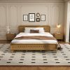 PINE SOLID WOOD QUEEN SIZE BED, SOLID AND STABLE, NO BOX SPRING NEEDED, RUSTIC YELLOW COLOR