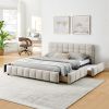 Queen Size Upholstered Bed ,comfortable upholstered bed frame, Chenille fabric
