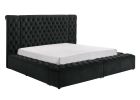 Luxurious 1pc Glam Tufted Headboard Upholstered Contemporary King Bed Multiple Storage Compartments Wooden Bedroom Furniture Black