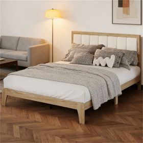 Bed frame with headboard, platform bed frame, natural
