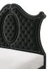 1pc King Panel Bed Tufted Headboard Luxurious Upholstery and Intricate Nailhead Trim Diamond-patterned Tufted Accent Modern Luxury Black