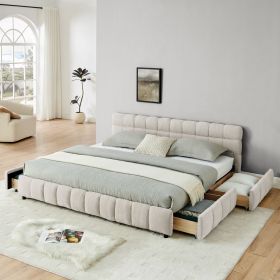 King Size Upholstered Bed ,comfortable upholstered bed frame, Chenille fabric