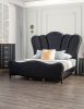Glam Beautiful Black Fabric 1pc Queen Size Bed Padded Channel Headboard Bedroom Furniture