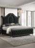1pc King Panel Bed Tufted Headboard Luxurious Upholstery and Intricate Nailhead Trim Diamond-patterned Tufted Accent Modern Luxury Black