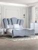 Glam Beautiful Silver Fabric 1pc Queen Size Bed Padded Channel Headboard Bedroom Furniture