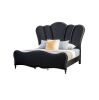 Glam Beautiful Black Fabric 1pc Queen Size Bed Padded Channel Headboard Bedroom Furniture