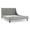 Aspen Vertical Tufted Modern Headboard Platform Bed Set, Queen, Opal Grey Velvet