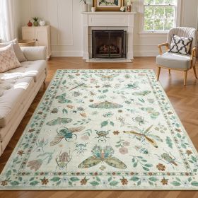 Insect Print Washable Area Rugs 5x7, Soft Rugs for Living Room Ultra-Thin Non-Shedding Modern Bedroom Rug
