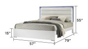 Olivia Contemporary Style Full Bed Made with LED Headboard & Wood in White