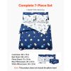 Kids Comforter Set, 7 Pieces, Twin Bedding Sets with 1 Comforter, 1 Flat Sheet, 1 Fitted Sheet, 4 Pillowcases, Soft Microfiber & Space Printed
