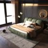 King Size Luxury Upholstered Platform Bed with Oversized Padded Backrest and Solid Wood Frame,suitable for Multiple heights of mattresses