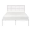 1pc Queen Platform Bed, Metal Frame White Finish Faux Cane Panel Headboard Casual Coastal Bedroom Furniture, Bed in a Box