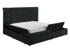Luxurious 1pc Glam Tufted Headboard Upholstered Contemporary King Bed Multiple Storage Compartments Wooden Bedroom Furniture Black