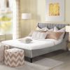 Aspen Vertical Tufted Modern Headboard Platform Bed Set, Queen, Opal Grey Velvet