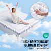 Mattress Topper, Queen Size, 1" Thickness, Fiber Fill Pad with Detachable and Washable Layer, Comfortable Supportive, Cooling, Breathable
