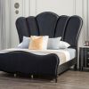Glam Beautiful Black Fabric 1pc Queen Size Bed Padded Channel Headboard Bedroom Furniture