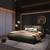 King Size Luxury Upholstered Platform Bed with Oversized Padded Backrest and Solid Wood Frame,suitable for Multiple heights of mattresses