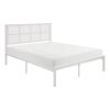 1pc Queen Platform Bed, Metal Frame White Finish Faux Cane Panel Headboard Casual Coastal Bedroom Furniture, Bed in a Box