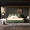 King Size Luxury Upholstered Platform Bed with Oversized Padded Backrest and Solid Wood Frame,suitable for Multiple heights of mattresses