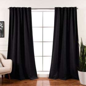 52 x 84 inch Solid Black Thermal Blackout Curtain Panels - Set of 2