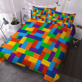 3pc Colorful Toy Building Blocks Background Pattern Duvet Cover Set, Fun and Colorful Bedding Sets for Kids Teen Boys Girls (size: Queen)